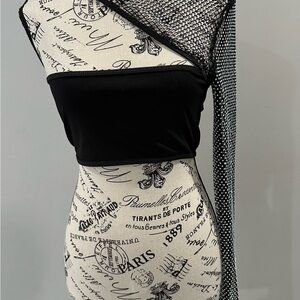 Chic Black Asymmetrical One-Shoulder Crop Top - Size S